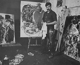 Karel Appel in seinem Atelier in der Rue Brézin, Paris, 1961