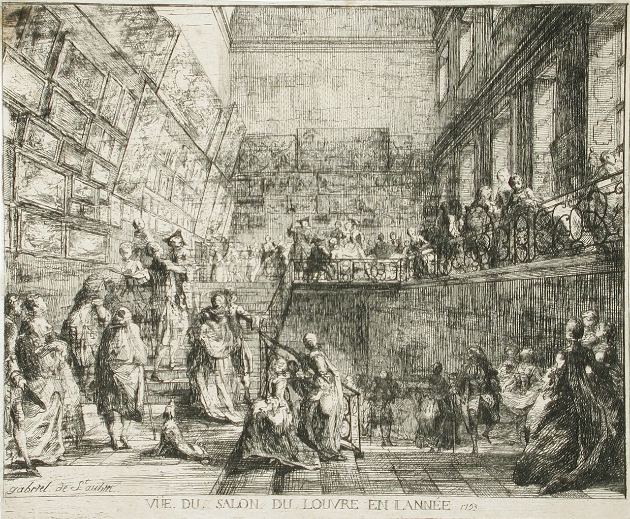 Gabriel de Saint-Aubin, „Ansicht des Salon du Louvre im Jahre 1753“, 1753
