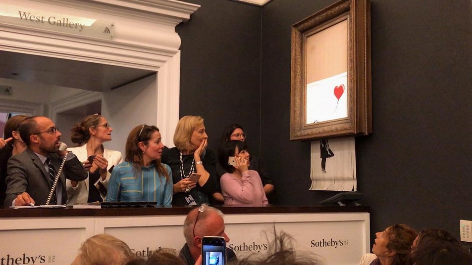 Banksy, Auktion von „Love is in the Bin“, Sotheby's, London, 2018