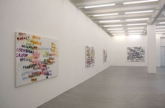 Sean Landers, „Chagrins of the New Episteme“, Galerie Giti Nourbakhsch, Berlin, 2008, Ausstellungsansicht