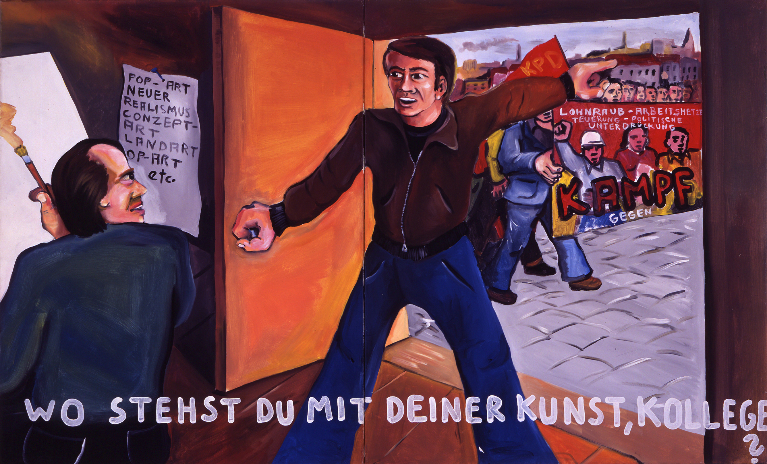 Jörg Immendorff, „Wo stehst du mit deiner Kunst, Kollege?", 1973
