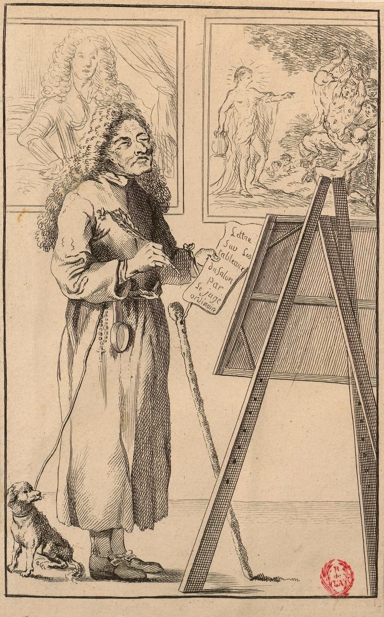 “Le critique d’art aveugle” (The blind art critic), caricature of ­Étienne La Font de Saint-Yenne, 1750s