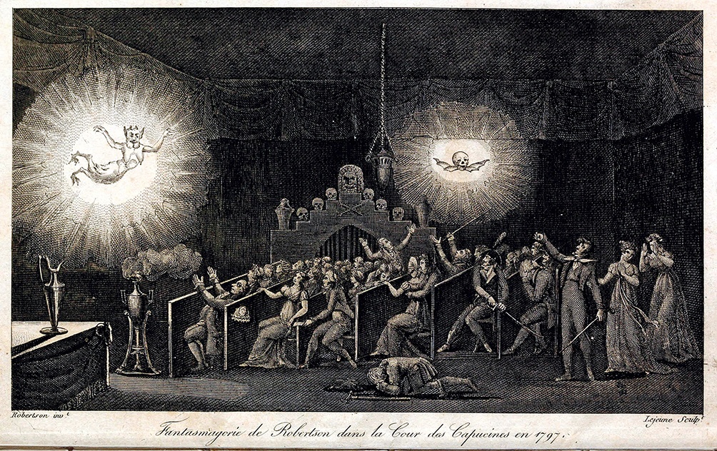 Étienne-Gaspard Robert, „Fantasmagoria de Robertson dans la Cour des Capucines en 1797“, 1831