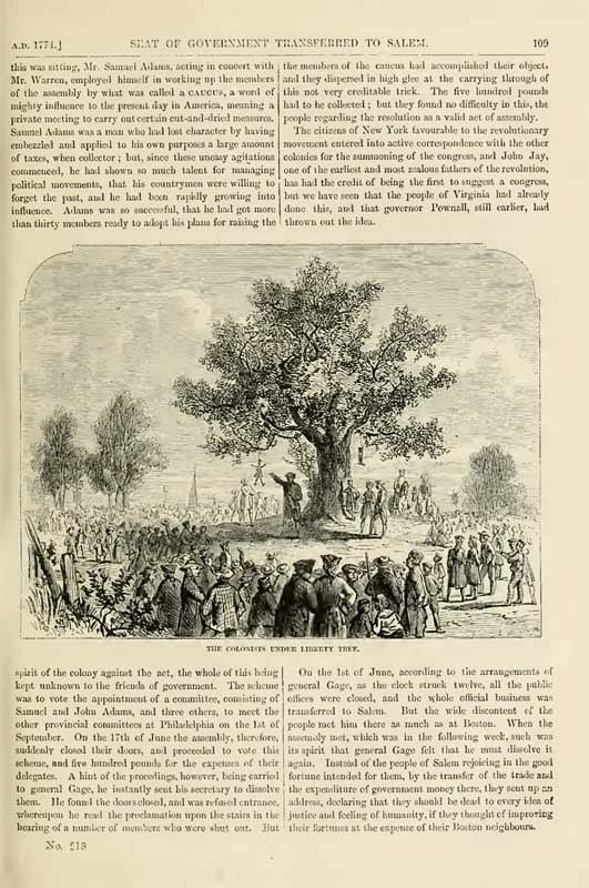 „The Colonists Under Liberty Tree“, John Cassell’s Illustrated History of England, 1865