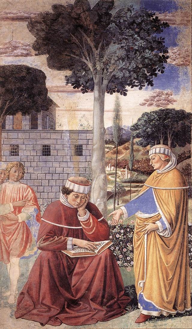 Benozzo Gozzoli, “Agostino legge la lettera di San Paolo ai Romani e si converte,” 1465
