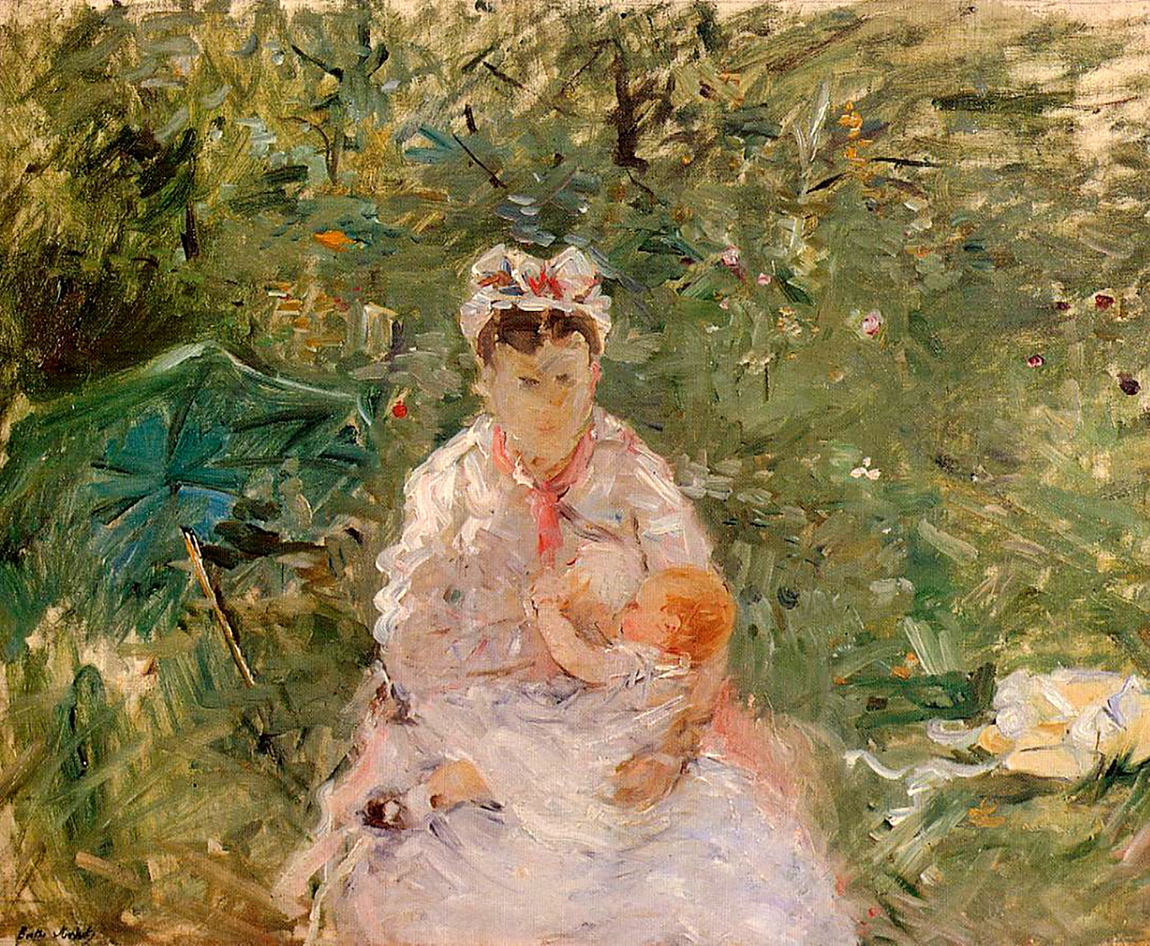 Berthe Morisot, „La nourrice Angèle allaitant Julie Manet“ (The wet nurse Angèle feeding Julie Manet / Die Amme Angèle stillt Julie Manet), 1880