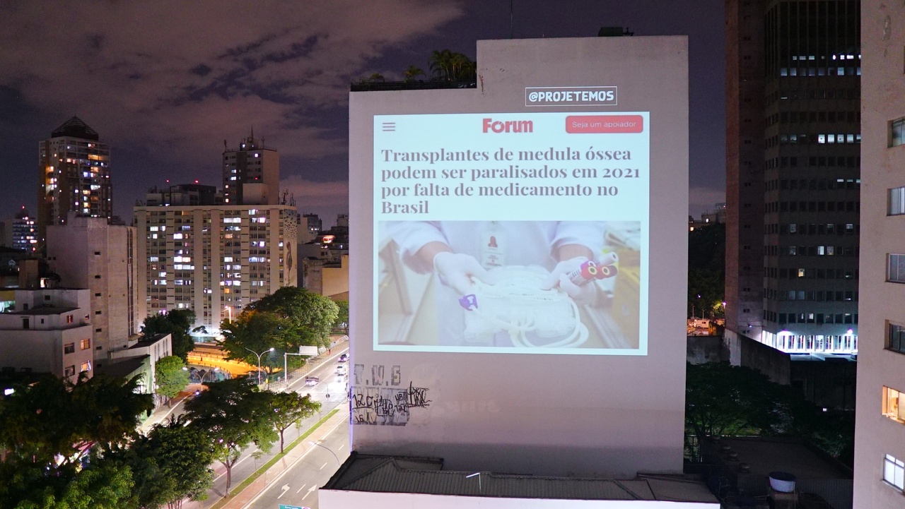 Projetemos, Façade projection in São Paulo, 2020.