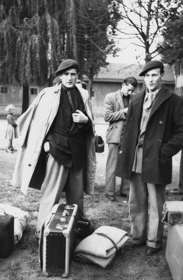 Jonas Mekas (right) and brother Adolfas, 1949.