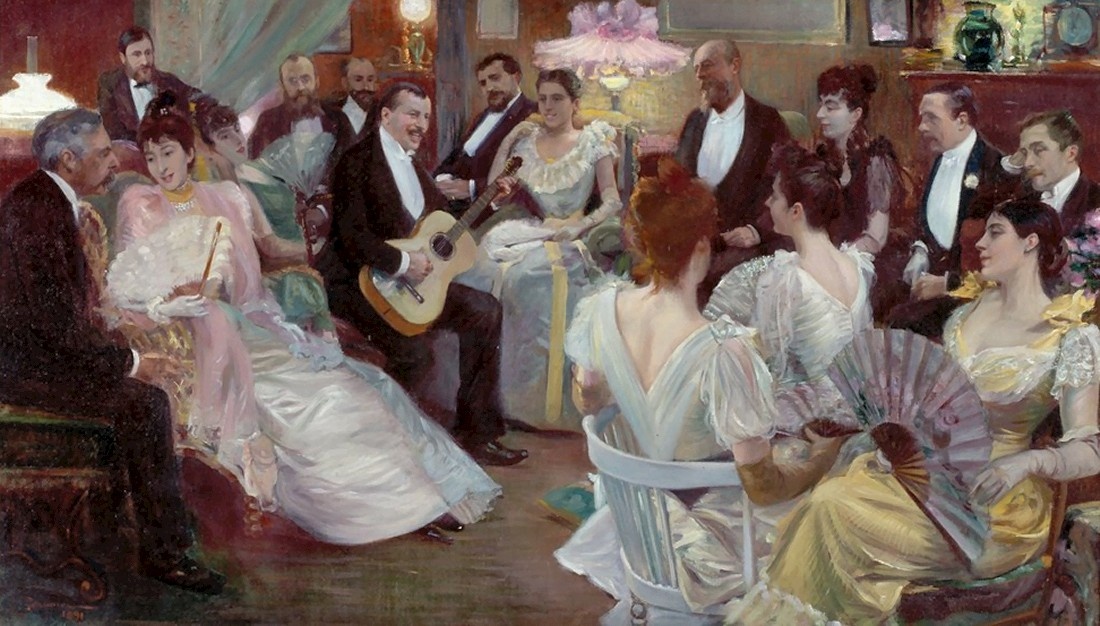 Pierre-Georges Jeanniot, „Une chanson de Gibert dans le salon de madame Madeleine Lemaire“, 1891