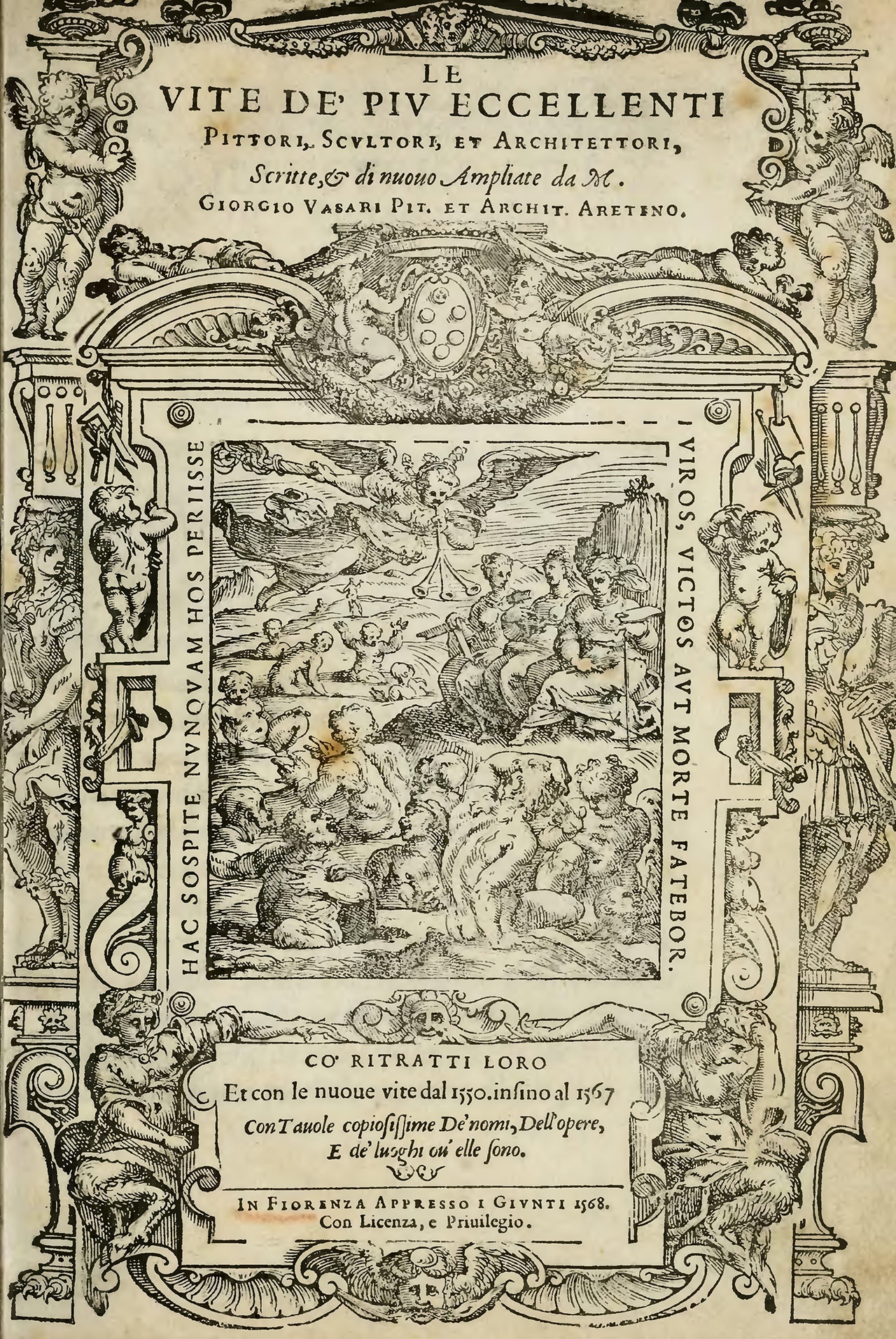 Giorgio Vasari, „Le vite de’ più eccellenti pittori, scultori e architettori“, 1550, frontispiece / Frontispiz