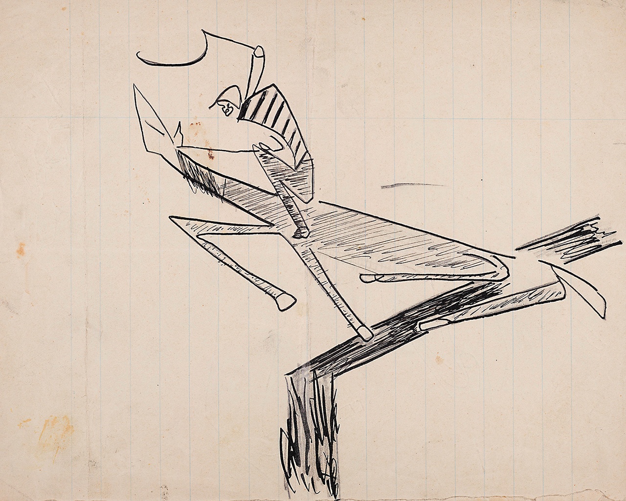 Franz Kafka, Zeichnung einer reitenden Figur / Drawing of a figure on horseback, ca. 1903–07