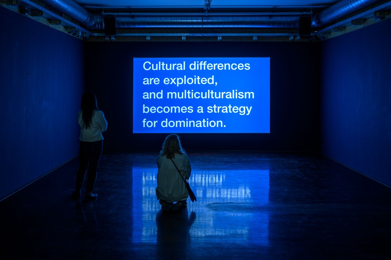 “Tony Cokes: To Live as Equals,” BAK, basis voor actuele kunst, Utrecht, 2020, installation view