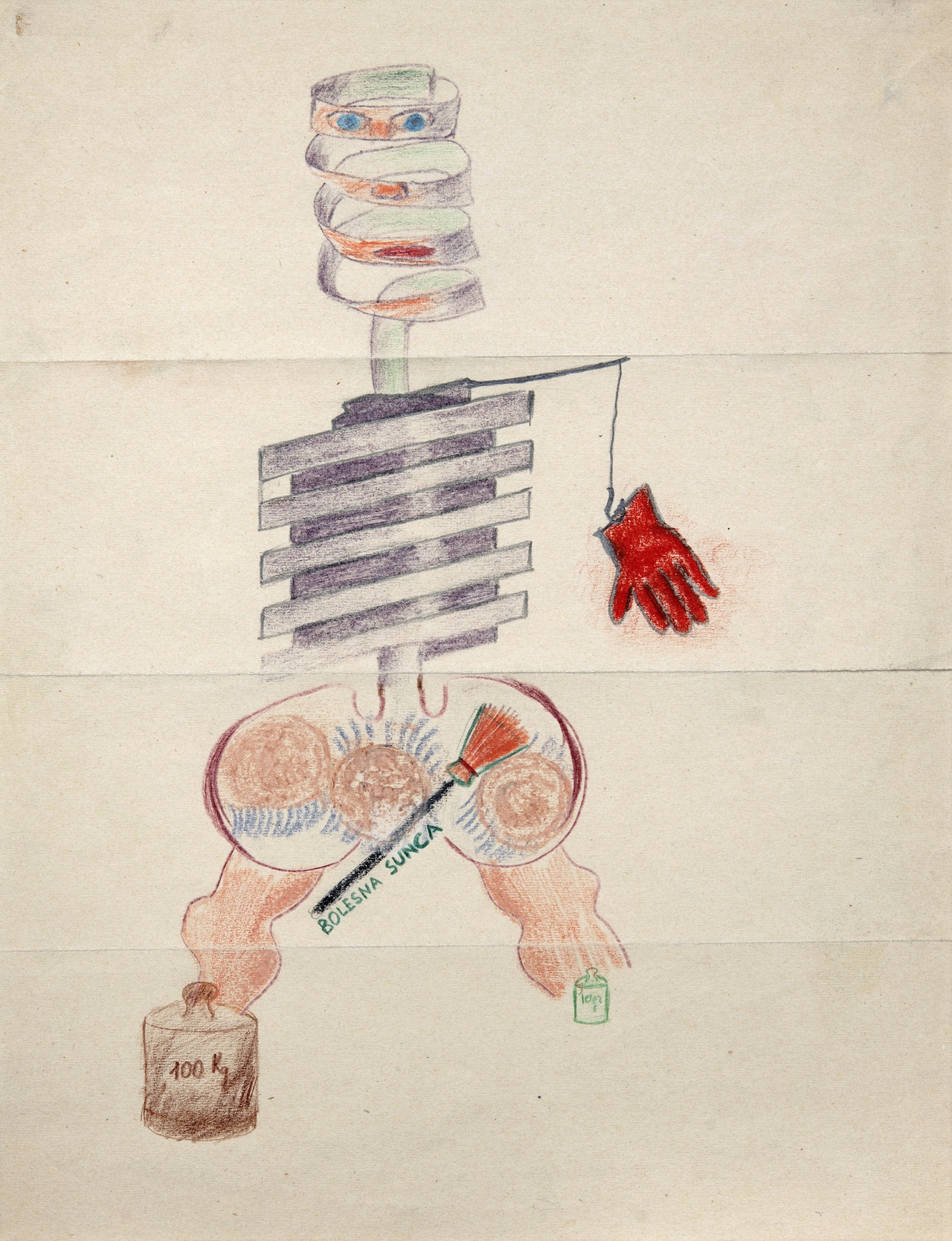 Marko Ristić, Ševa Ristić, André Thirion, Aleksandar Vučo, Lula Vučo, and Vane Živadinović Bor, “Le cadavre exquis, no. 11 (The Exquisite Corpse, no. 11),” 1930