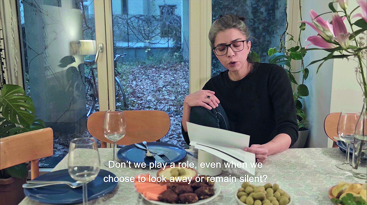 Rabbya Naseer, “Dinner-Party (My First Museum-Solo, Pun -Intended) Take 6 With Edits,” 2024