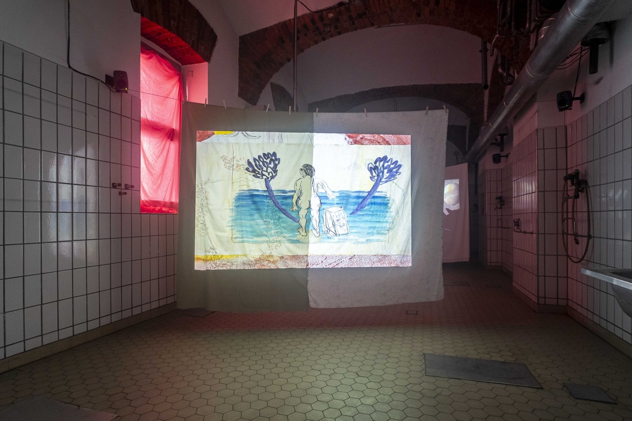 Mounira Al Solh, “Stray Salt,” 2025, in “Nie Wieder Friede,” Steirischer Herbst, Graz, 2025