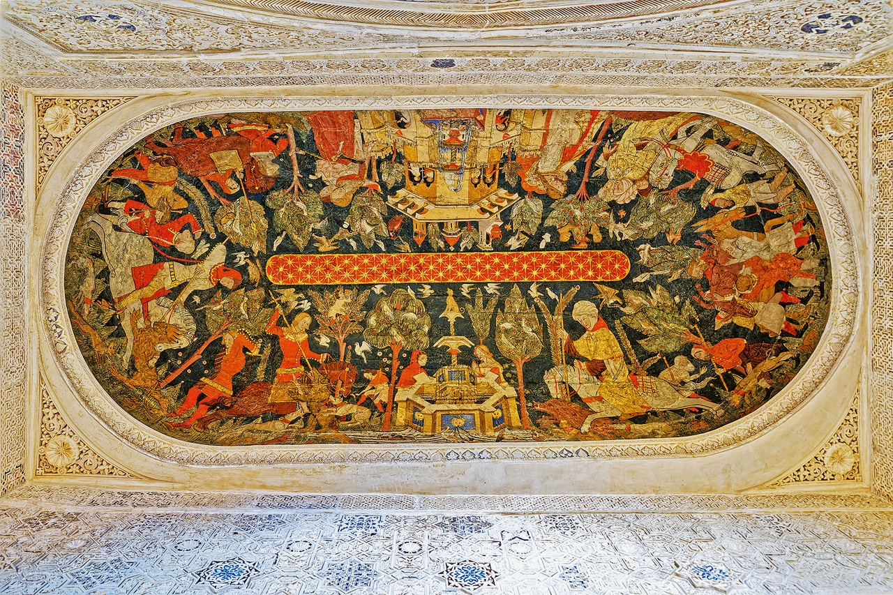 Ceiling bay in the Sala de los Reyes, Alhambra Palace, Granada, ca. 1370–80