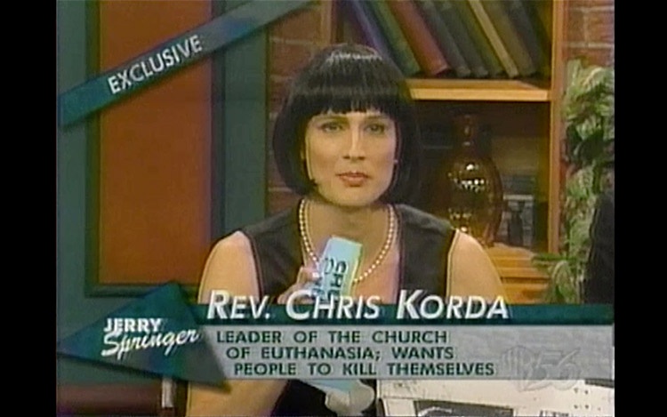 Chris Korda & The Church of Euthanasia, “I Want to Join A Suicide Cult,” 1997, video still